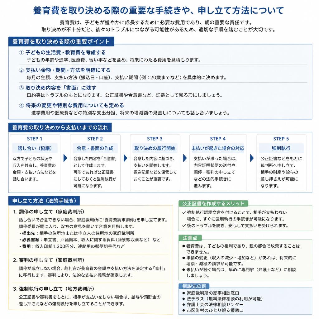 養育費の取り決めと申し立て手続き