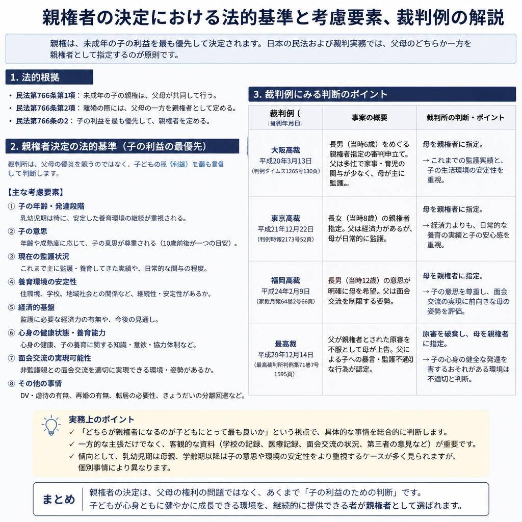 親権を決定するための基準