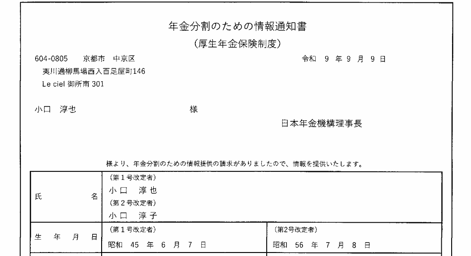 年金分割のための情報通知書について解説します！｜京都府京都市の弁護士なら小口淳也法律事務所